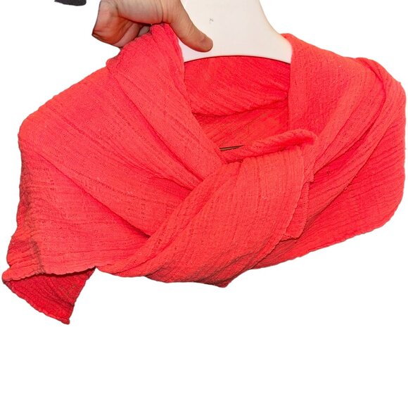 cool miro neon orange gauzy cotton nubby scarf - Picture 4 of 4